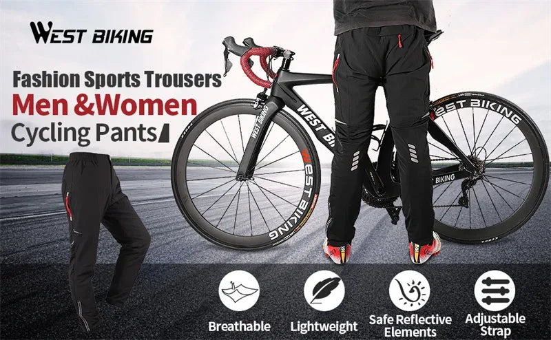WEST BIKING Cycling Pants Spring Summer Outdoor Sports Pants Breathable Comfortable Cycling Running Trousers Men Bicycle Pants