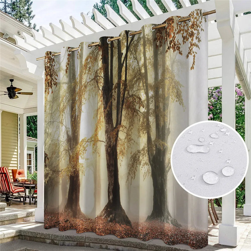 Patio Curtains Outdoor Waterproof Thermal Insulated Blackout Curtain For Garden Door Pool Hut Pavilion Gazebo Pergola Drapes