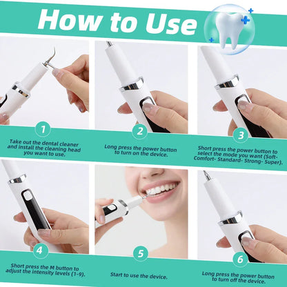 Ultrasonic Dental Scaler Tartar Remover 5 modes with LED Light Household Teeth Cleaning Tools Dental Cleaner Oral Care