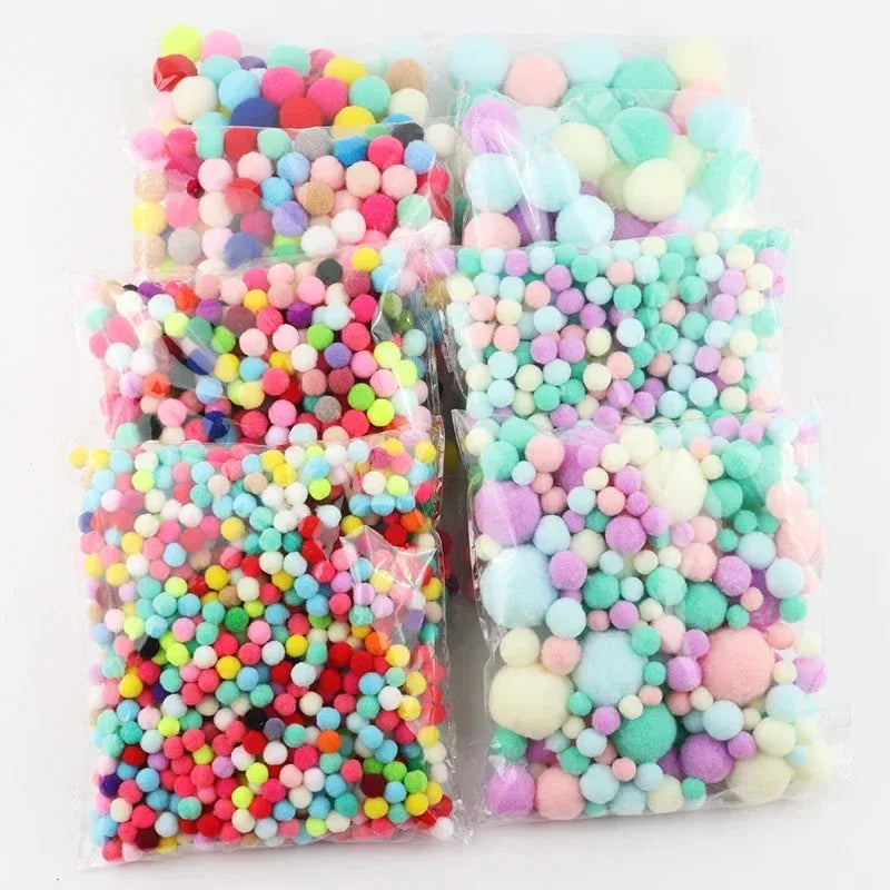 Mini Pompom Mixed Soft Round Pompones Balls Fluffy Pom Pom for Kids DIY Garment Handcraft Craft Supplies 8/10/15/20/25/30mm