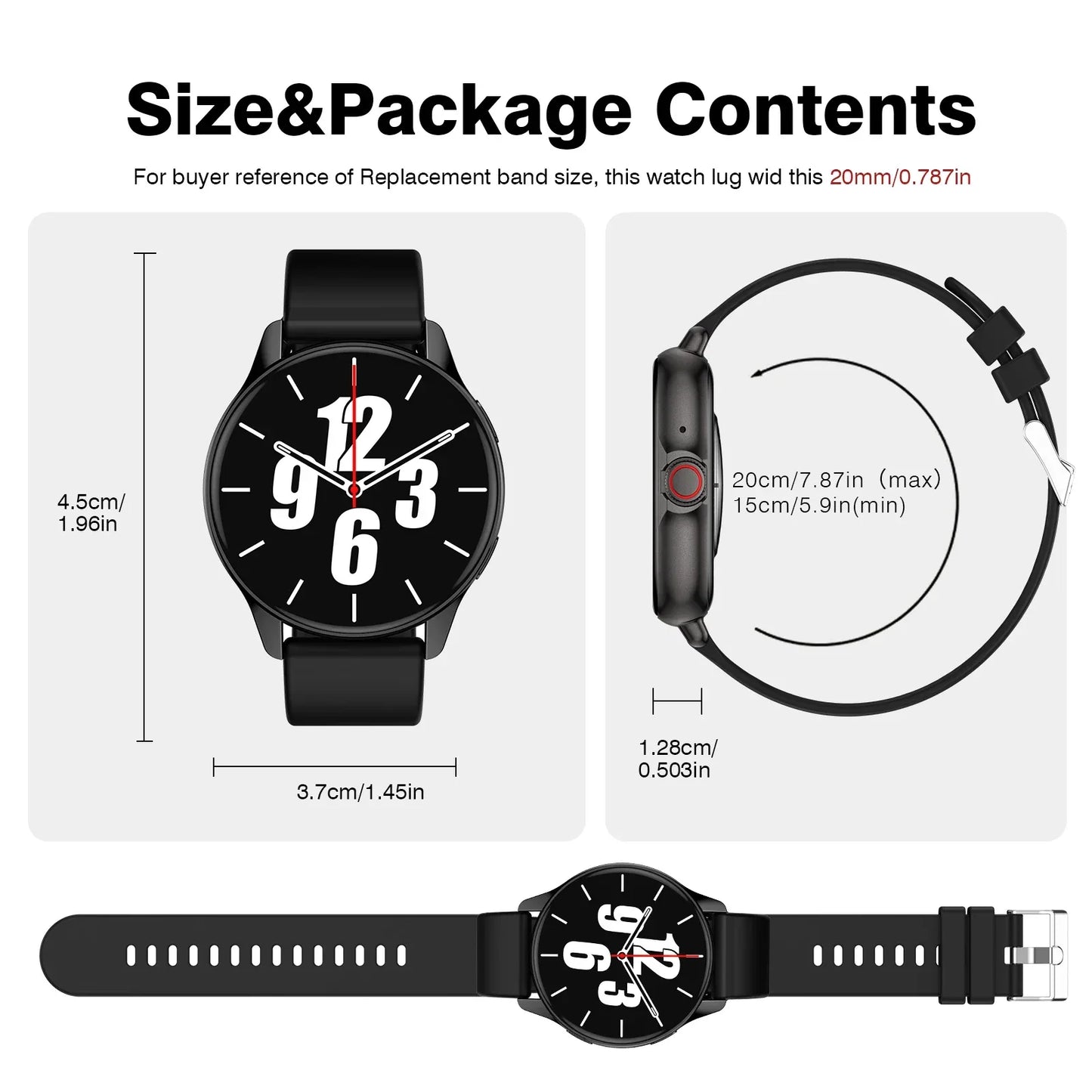 HOMEFISH Smart Watch Wireless Calling Multiple Sports Modes Music Player Health Tracking DIY Watch Faces Android iOS
