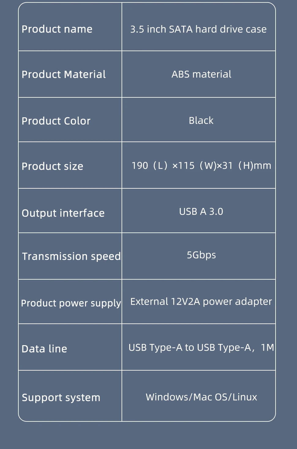 TISHRIC 3.5 Inch USB 3.0 to SATA Port SATA Hard Drive Case SSD Hard Drive Enclosure External Solid State Hard Disk Box HDD Case