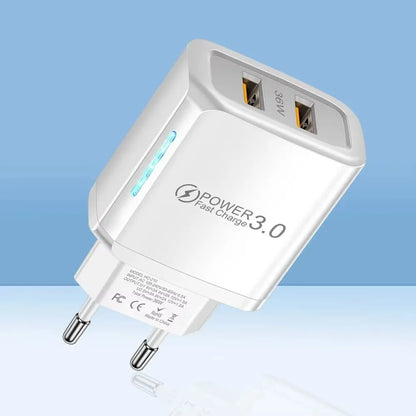 2 USB Charger 36W Fast Charging Double USB Quick Charge 3.0 for Samsung Xiaomi 14 HUAWEI OPPO Oneplus Mobile Phone Wall Adapter
