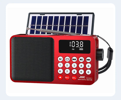 Solar FM Radio Portable Bluetooth Speaker with LED Light support Recording TF Card USB Play Wireless Speaker Radio FM Receiver