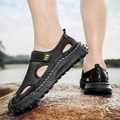 Summer Men Sandals Genuine Leather Mens Casual Shoes Outdoor Men Leather Sandals for Men Beach Shoes Roman mens Shoes