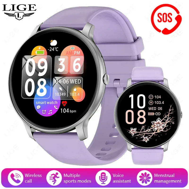 LIGE Smart Watch Women 1.39'' Full Touch Screen Custom Dials Wristwatch Bluetooth Call Blood Oxygen Monitor Sport Smartwatch Men