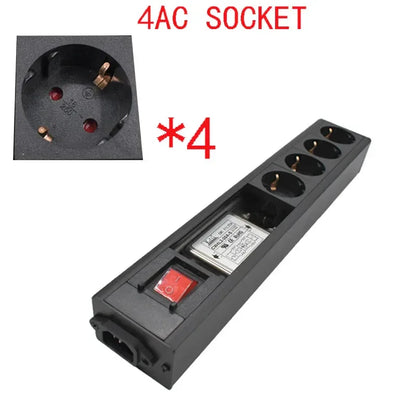 Audio Noise AC Power Filter Power Conditioner Power Purifier with EU Outlets Power Strip 16A 4000W