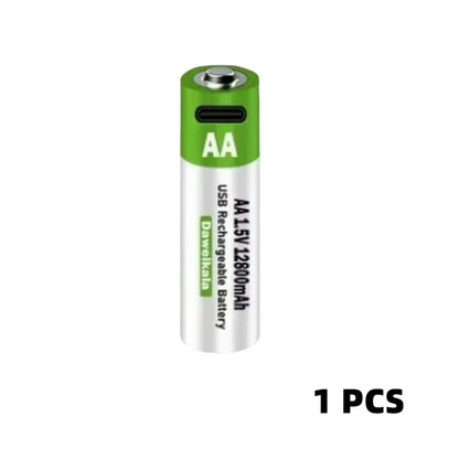 2025 New AA 1.5V USB Rechargeable Li-ion Battery 12800mAh Battery W/Type-C Cable for Toy Remote Control Mouse Electric Battery