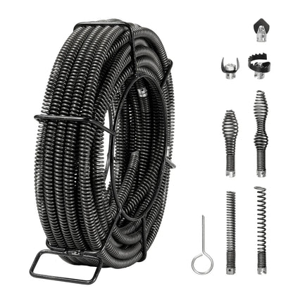 SucceBuy Drain Cleaning Cable Professional Sectional Drain Cleaner Cable Hollow Core Sewer Drain Auger Cable  Sink Floor Drain