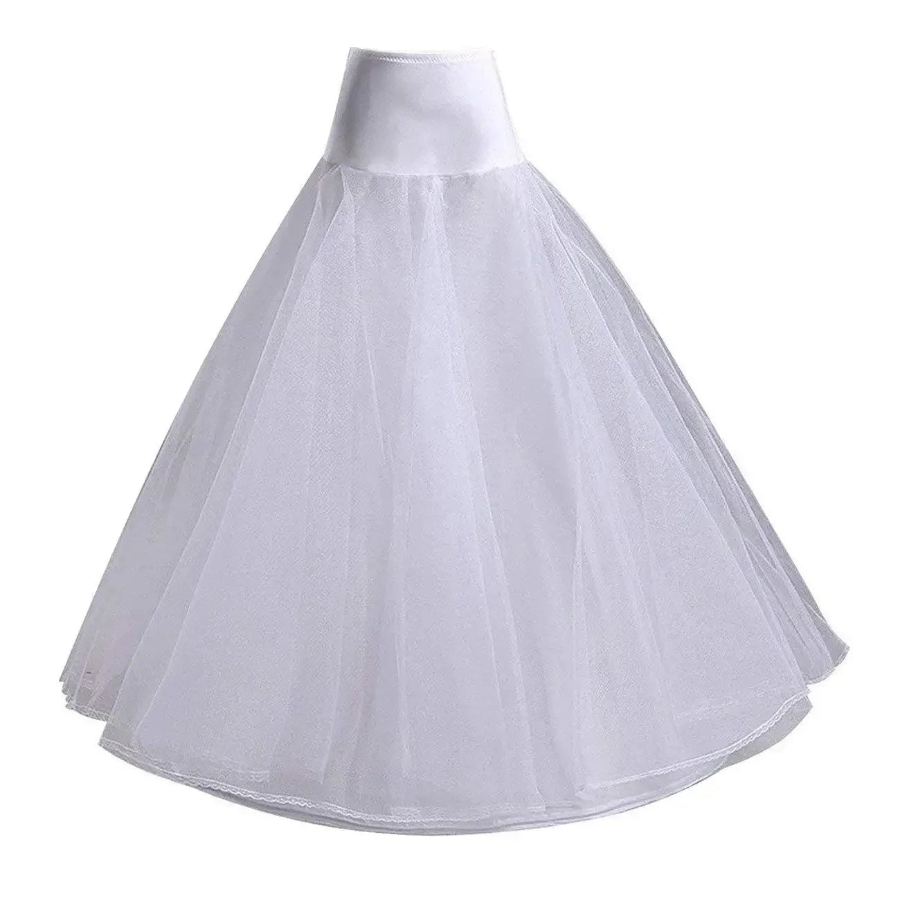 A-Line 1 Hoop White Petticoat for Weeding Dress Adjustable Size Bridal Gown Underskirt.