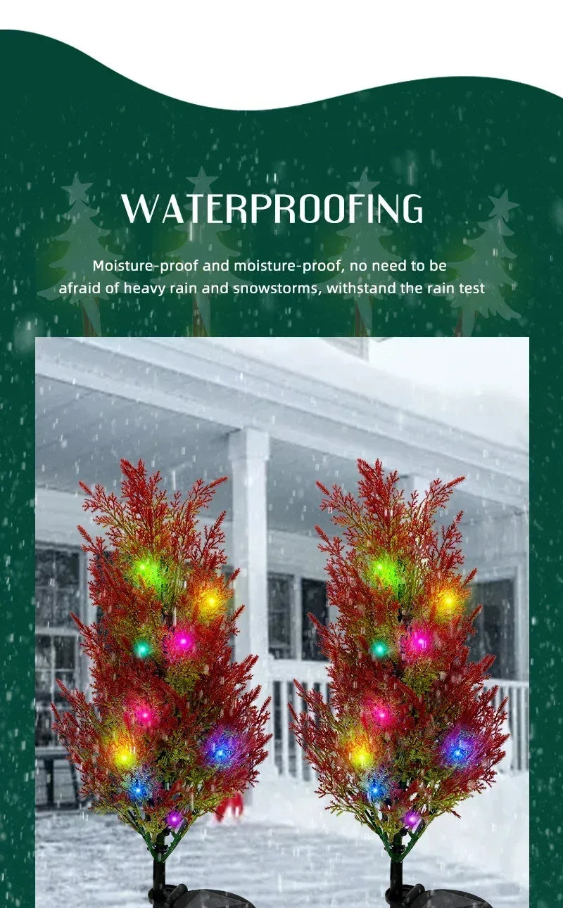 Solar LED Lights Christmas Tree Lawn Lamp Holiday Lantern For House Festive Wedding Courtyard Garden Decoration RGB Light