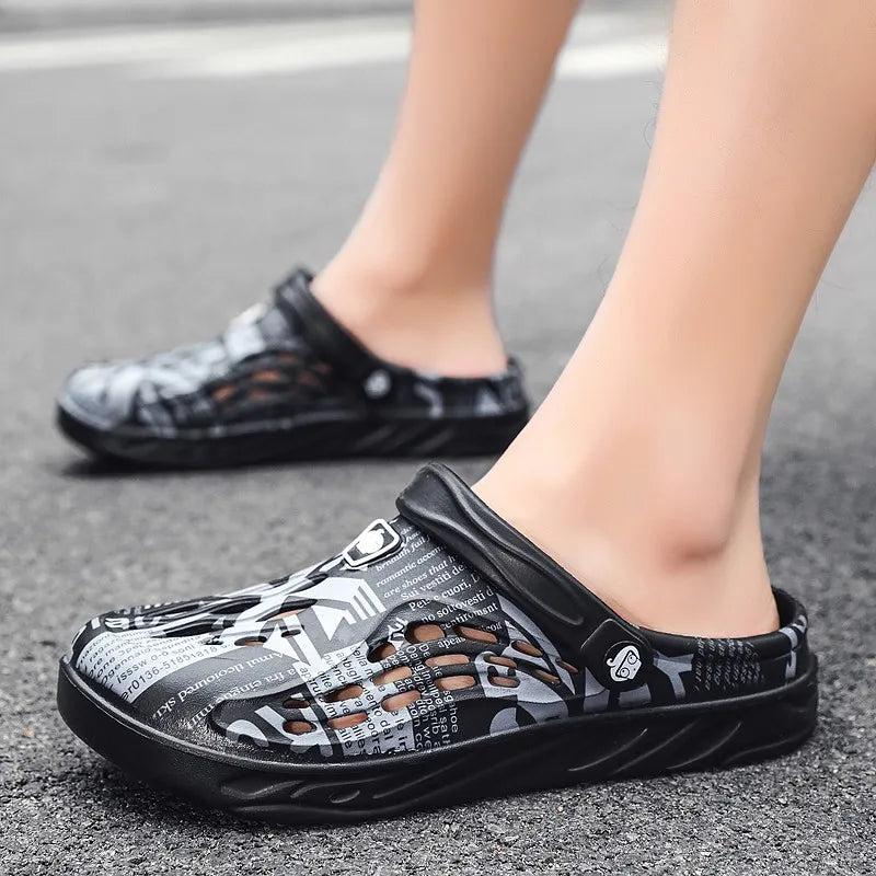 Plus Size 49 Men Non-slip Sandals Clogs Men and Women Home Beach Slippers Breathable Lightweight Men Outdoor House Slides
