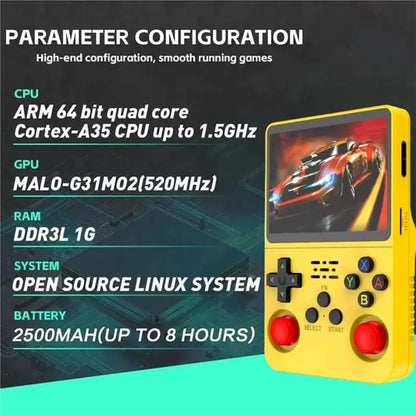 A13E-Retro Handheld Game Console R36S 3.5" IPS Screen 128GB Storage Dual 3D Joystick 3200Mah Battery Video Gaming Device