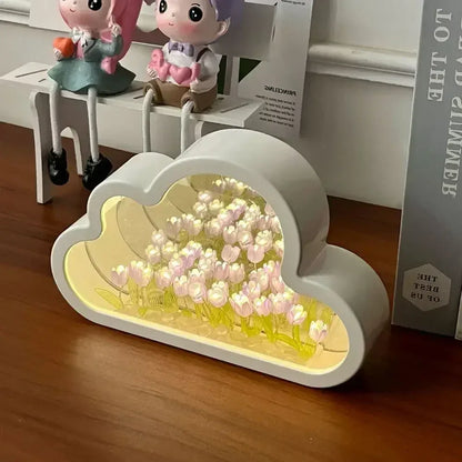 DIY Wooden Photo Frame Tulip Flower Sea Home Decoration Ornaments Atmosphere Lights Valentine's Day Mother's Day Birthday Gifts