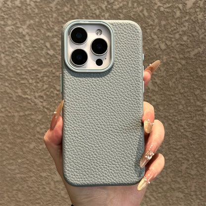 Luxury Business Lichee Pattern Leather Texture TPU Case For iPhone 16 15 14 13 12 11 Pro Max 16 Plus Shockproof Matte Soft Cover