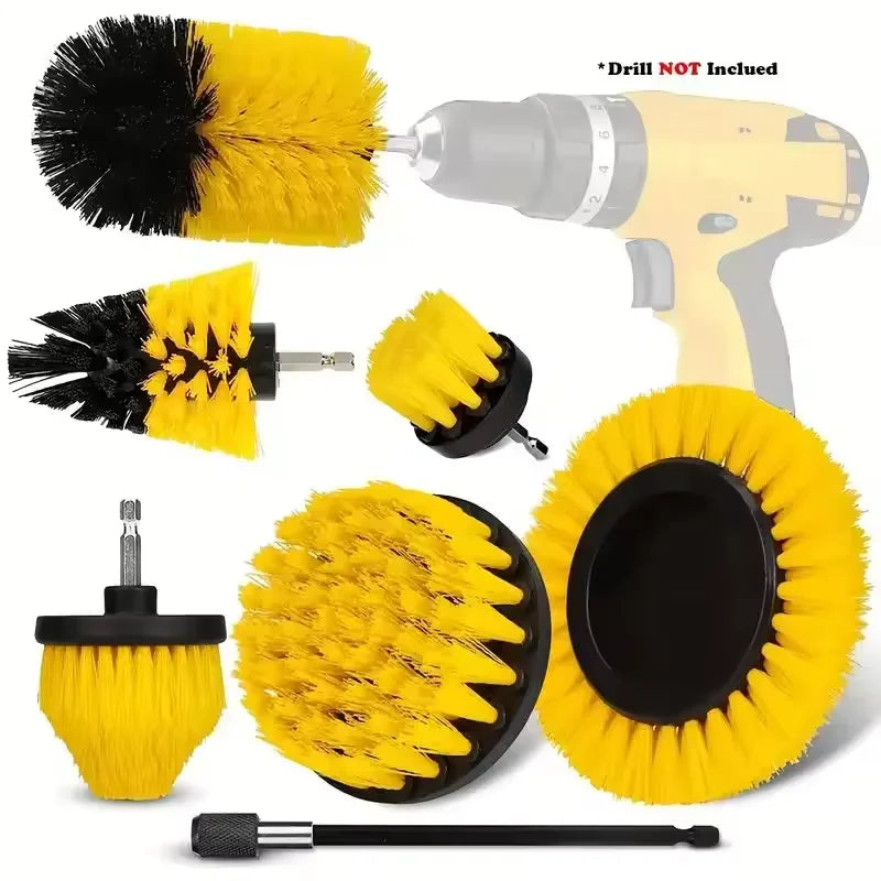 Electric Scrubber Drill Brush Kit Power Drills Scrubber Brush For Carpet Glass Car Tires Nylon Extension Pole Floor, Automotive