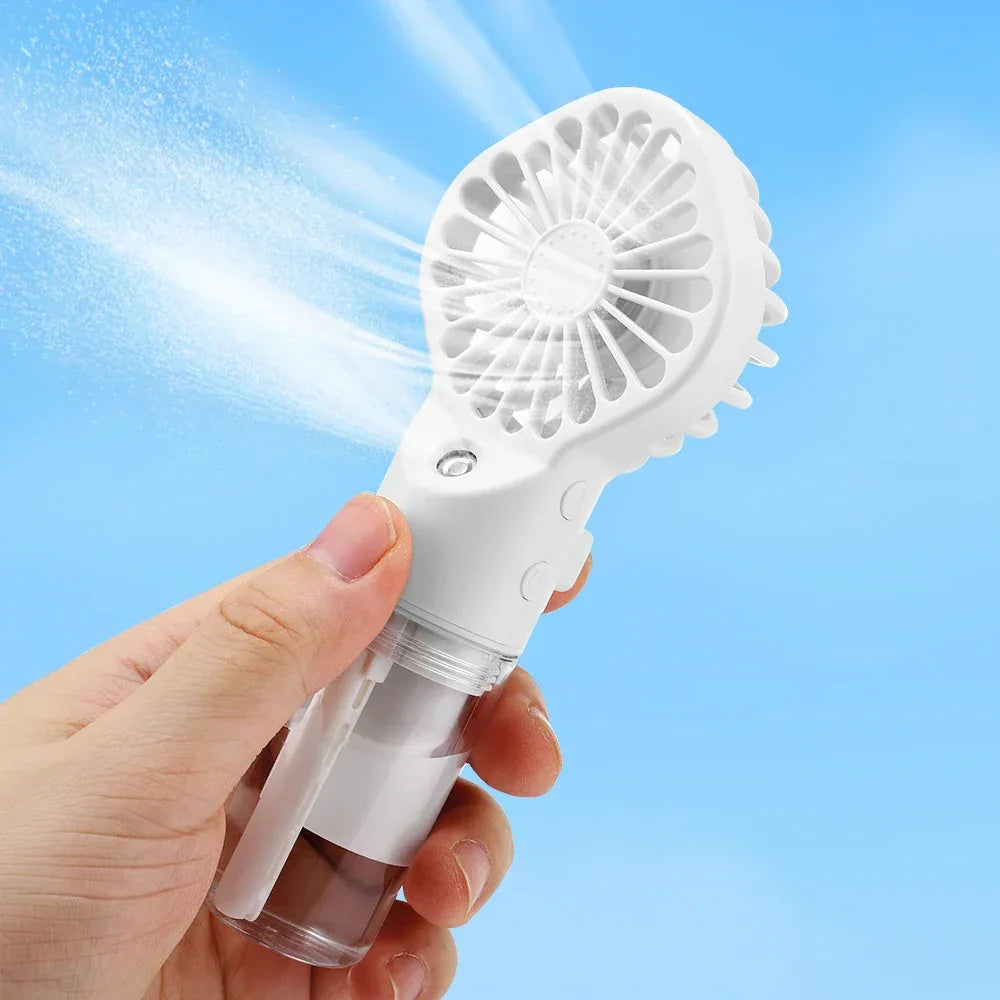 Handheld Mini Quiet Air Cooling Fan Portable Water Mist Fan USB Charging 4 Speed Humidification Spray Fan for Home Office Dorm