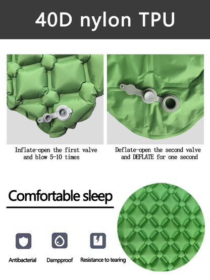 Outdoor Camping Sleeping Pad Folding Sleep Mat Beach Inflat Mattress with Pillows Ultralight Air Mat Travel Hiking New