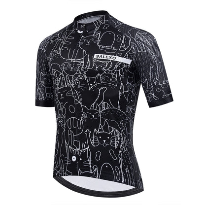 Cat Black and White Cycling Jersey Set Men's Summer Short Sleeve Bicycle MTB Bike Clothing Cartoon Maillot Ciclismo Uniform Suit