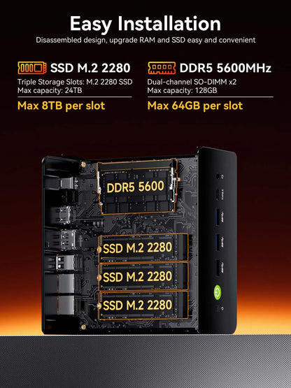 GMKtec K12 AMD Ryzen 7 H 255 Gaming Mini PC 2*DDR5 3*PCIe SSD WiFi6E BT5.2 2*.5G LAN OCulink Desktop MINI PC Gamer Computer