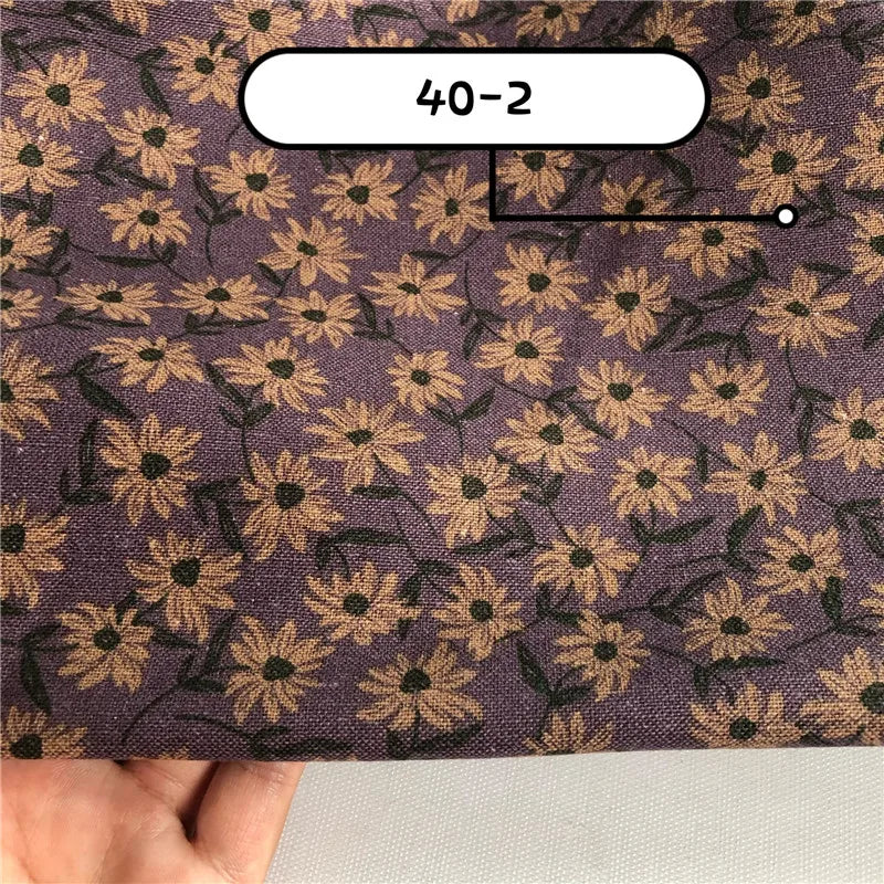 145cm Wide Printed Cotton and Linen Fabric Small Floral Patterns Retro Shirt Dress DIY Clothing Sewing Fabric 90% Cotton Content