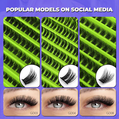 GROINNEYA Cluster Lashes Natural Eyelash extension Volume Individual Lashes Mixed Tray Faux Mink Lashes Cilias Makeup