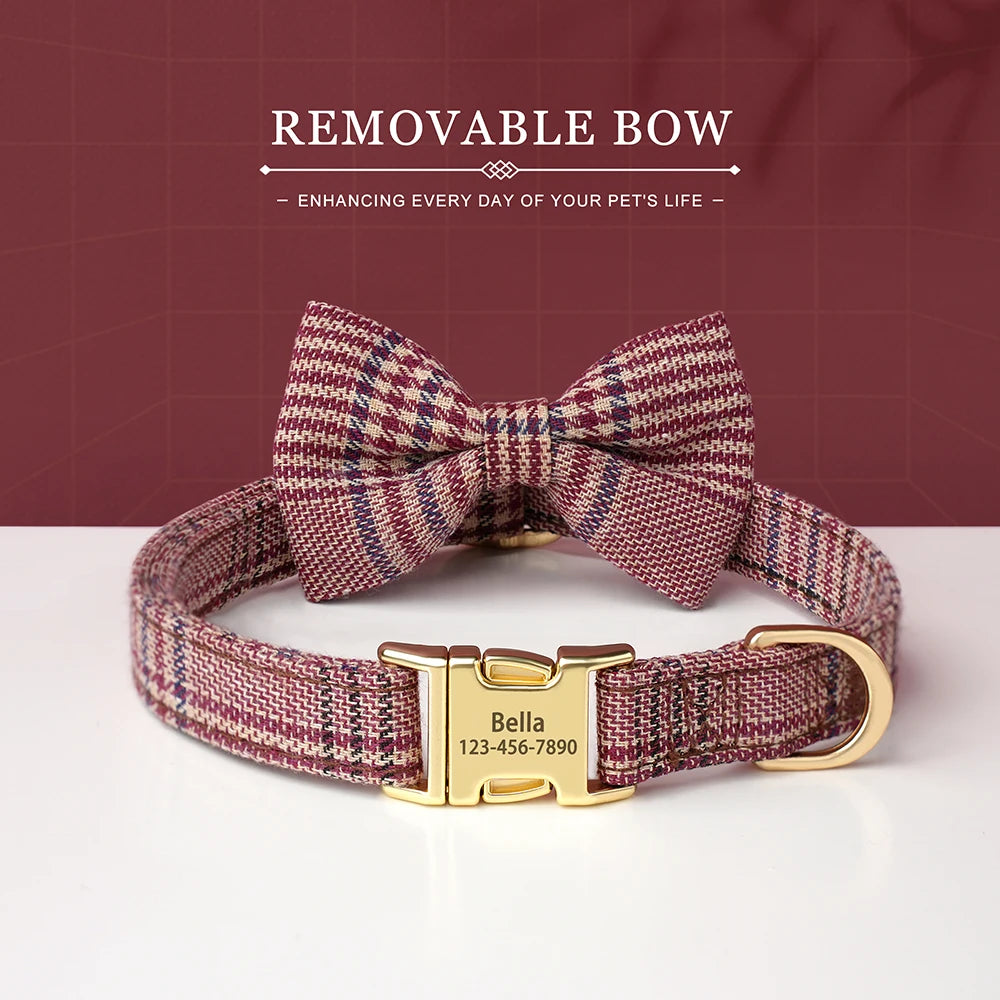 Personalized Dog Collar Cute Bowtie Puppy Cat Free Engraving Pet Buckle Collar For Small Medium Dogs Cats Chihuahua Yorkshire