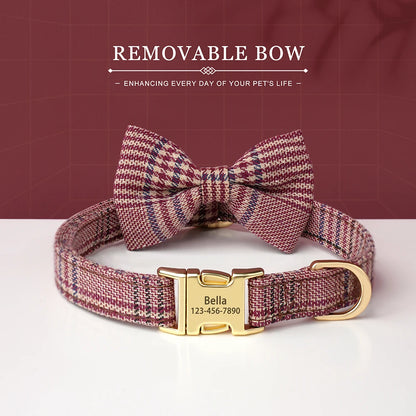Personalized Dog Collar Cute Bowtie Puppy Cat Free Engraving Pet Buckle Collar For Small Medium Dogs Cats Chihuahua Yorkshire