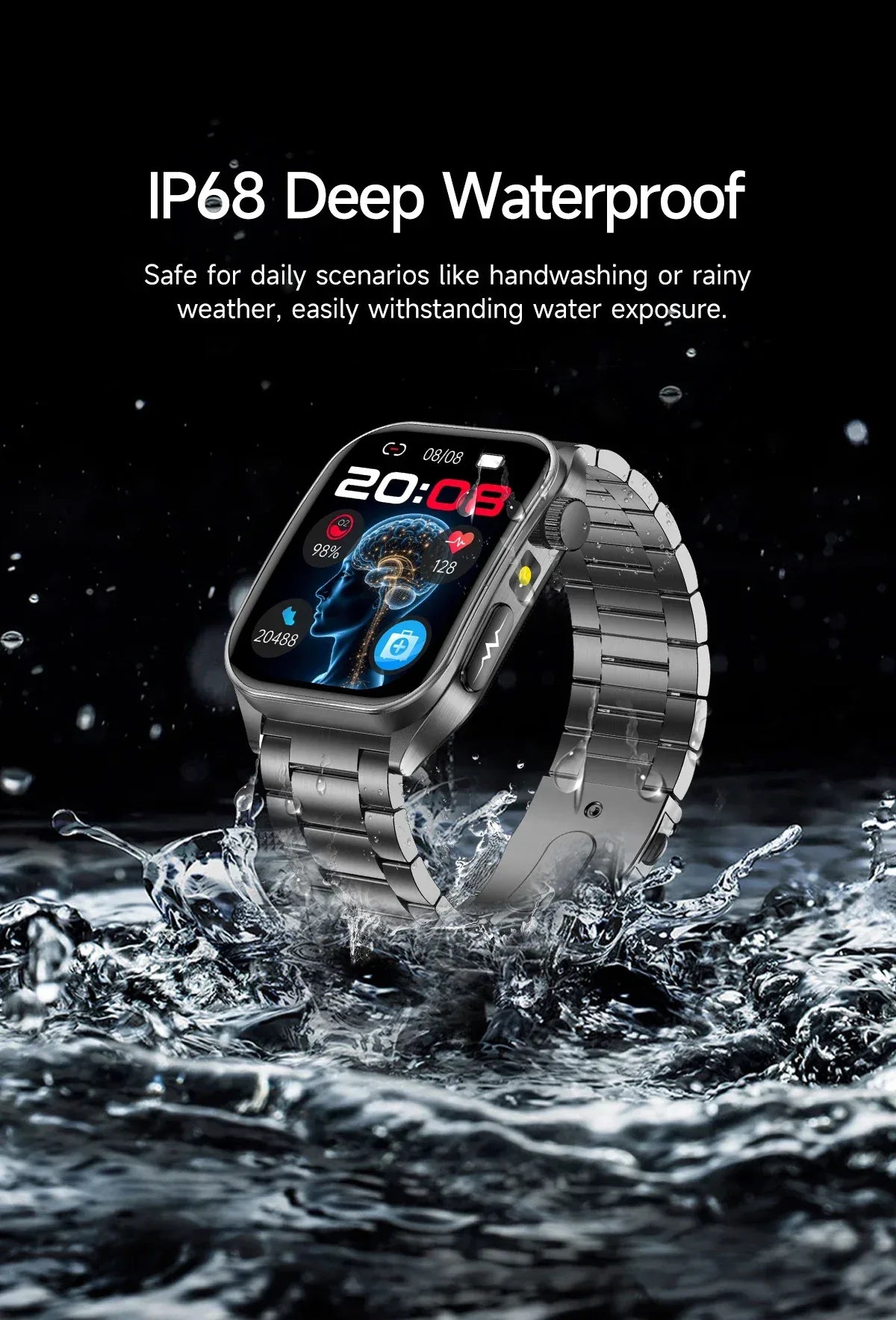 New 650nm Dual probe laser Health Smart Watch ECG+PPG Blood pressure Uric Acid Blood lipids AMOLED Physical therapy Smartwatches