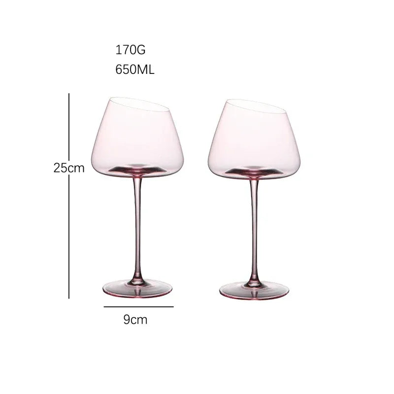 French Pink Flamingo Red Wine Glasses Set Crystal Glass Goblet Creative Inclined Mouth Concave Bottom Champagne Wine Cup Blue