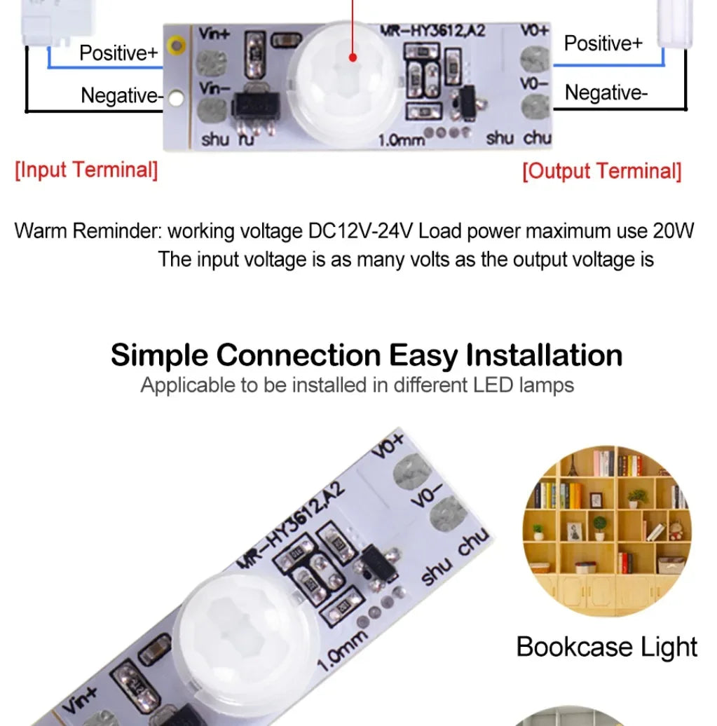 PIR Motion Sensor Switch DC 12V 24V PIR Motion Sensor Movement Detector Activated Timer Automatic Switch ON OFF for LED Strip