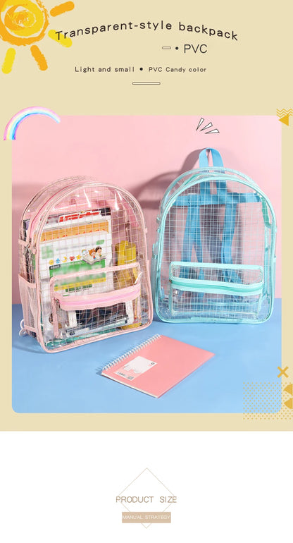 Transparent PVC Student Durable Lightweight Backpacks Used for Learning, Travel and Outdoor Activities