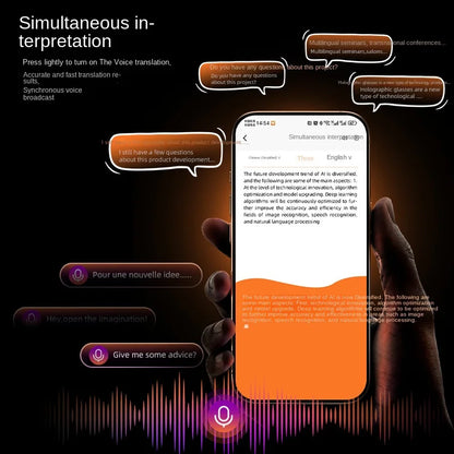 Smart Translating AI 102 Phone Assistant Language Translate Bluetooth Voice Translator Portable Audio Recognition Translation