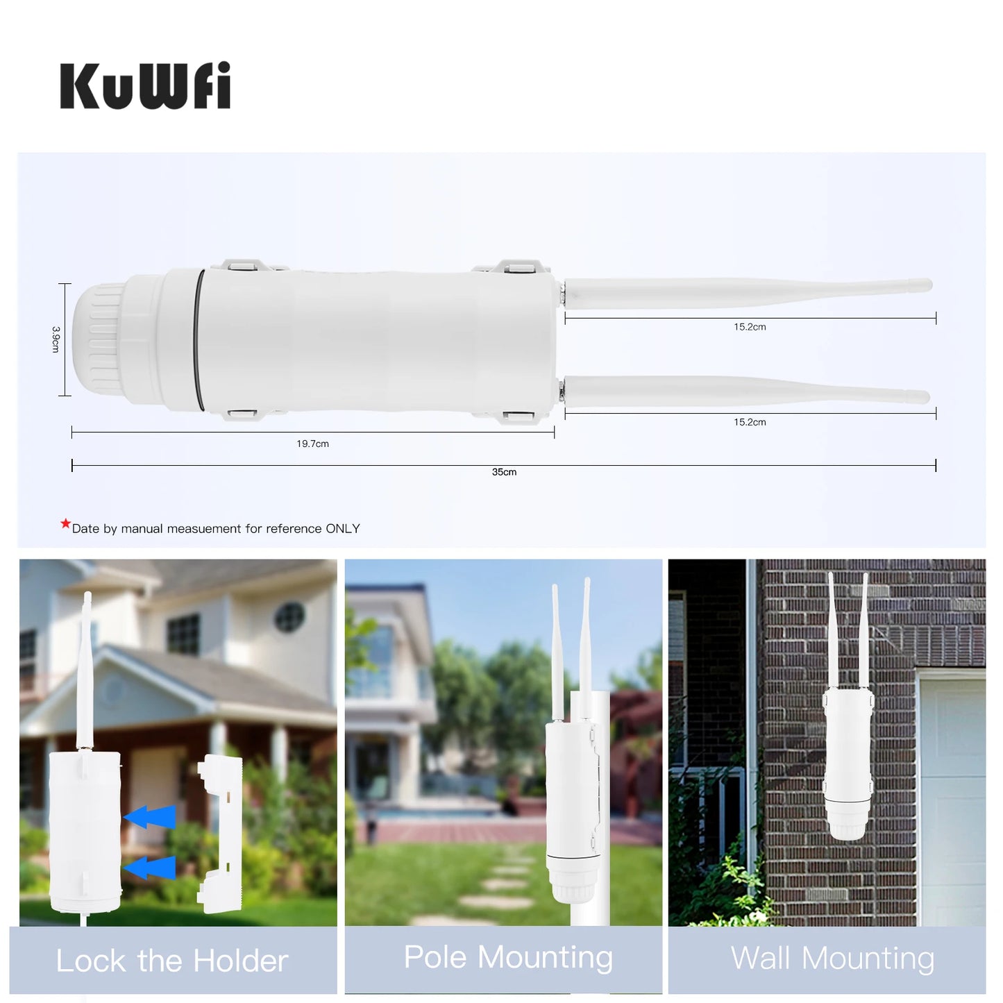 KuWFi 300Mbps Outdoor LTE Router CAT4 4G Router Wireless Wi-Fi Detachable External Antenna WAN LAN Port Support 24V POE 64 Users