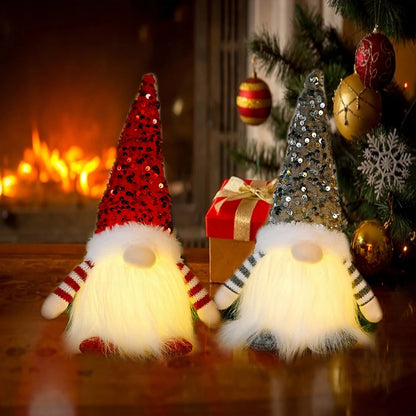 Gnome de Noël LED en peluche, Père Noël, décoration naine sans visage, jouet Joyeux Noël, Noël et Nouvel An, décoration pour la maison