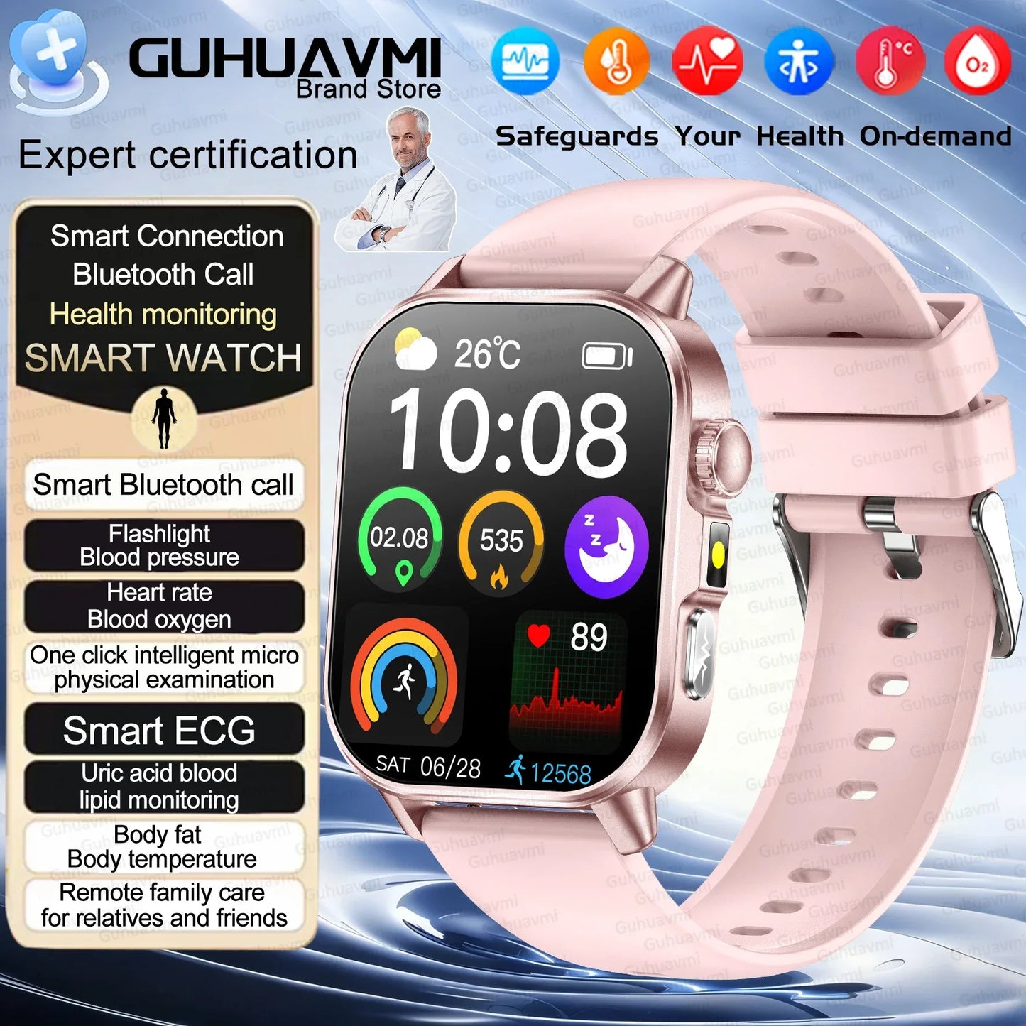 2026 New Health Smart Watch Precise Measurement ECG+PPG Blood Pressure Uric Acid Body Fat Analysis call SmartWatch For Men Women