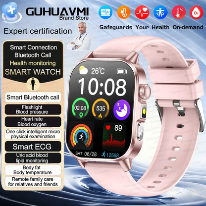 2026 New Health Smart Watch Precise Measurement ECG+PPG Blood Pressure Uric Acid Body Fat Analysis call SmartWatch For Men Women