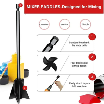 Epoxy Mixer for Drill Paint Resin Mixer Epoxy Stirrers Plastic Resin Mixer for Paint,Concrete,Plaster Reusable Mixer