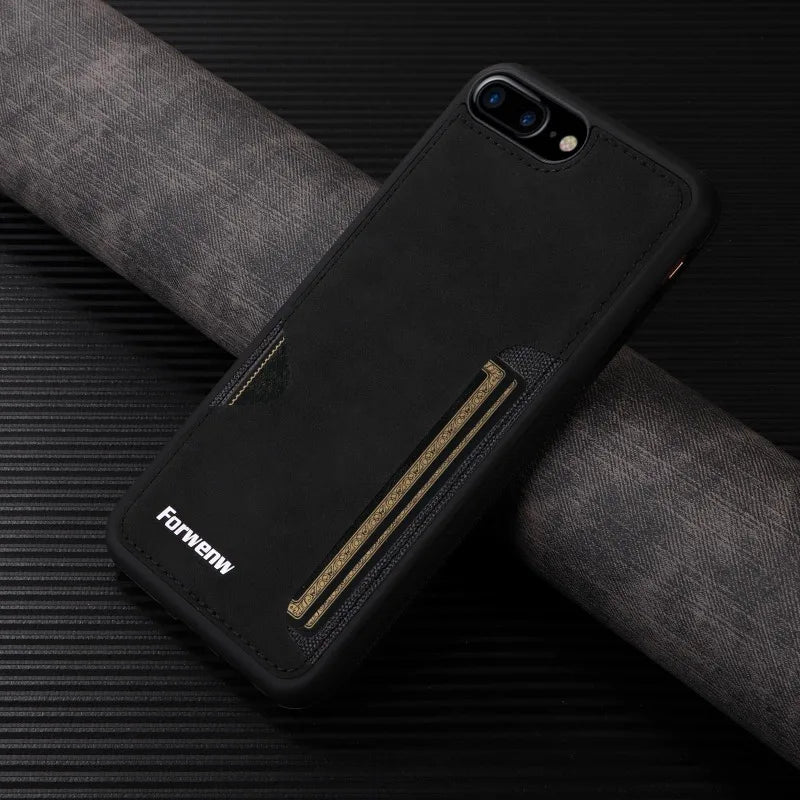 Retro Card Holder Phone Case for iPhone 17 16 15 14 13 12 11 Pro Max 16E Mini XS XR SE 7 8 Plus Busines Wallet PU Leather Cover
