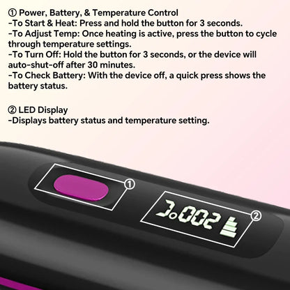 Rechargeable Hair Straightener Brush with 20s Fast Heating and 3 Temp Settings, Straightening Comb with Negative Ions for Women