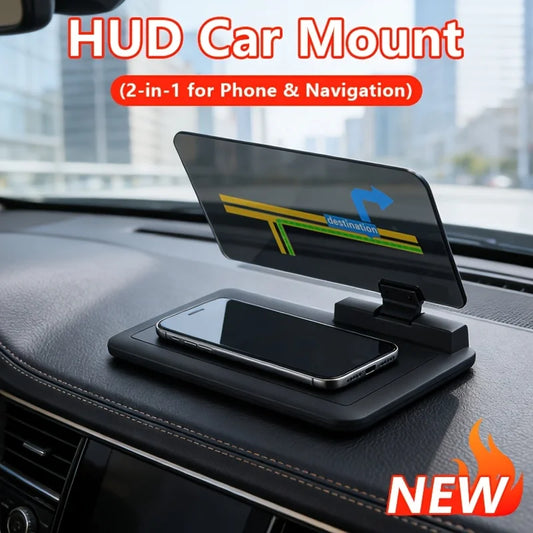 2-in-1 HUD Car Phone Holder, Multifunctional Head Up Display Navigation Mount, Reflective Bracket with One-Handed Use by PDG ibma
