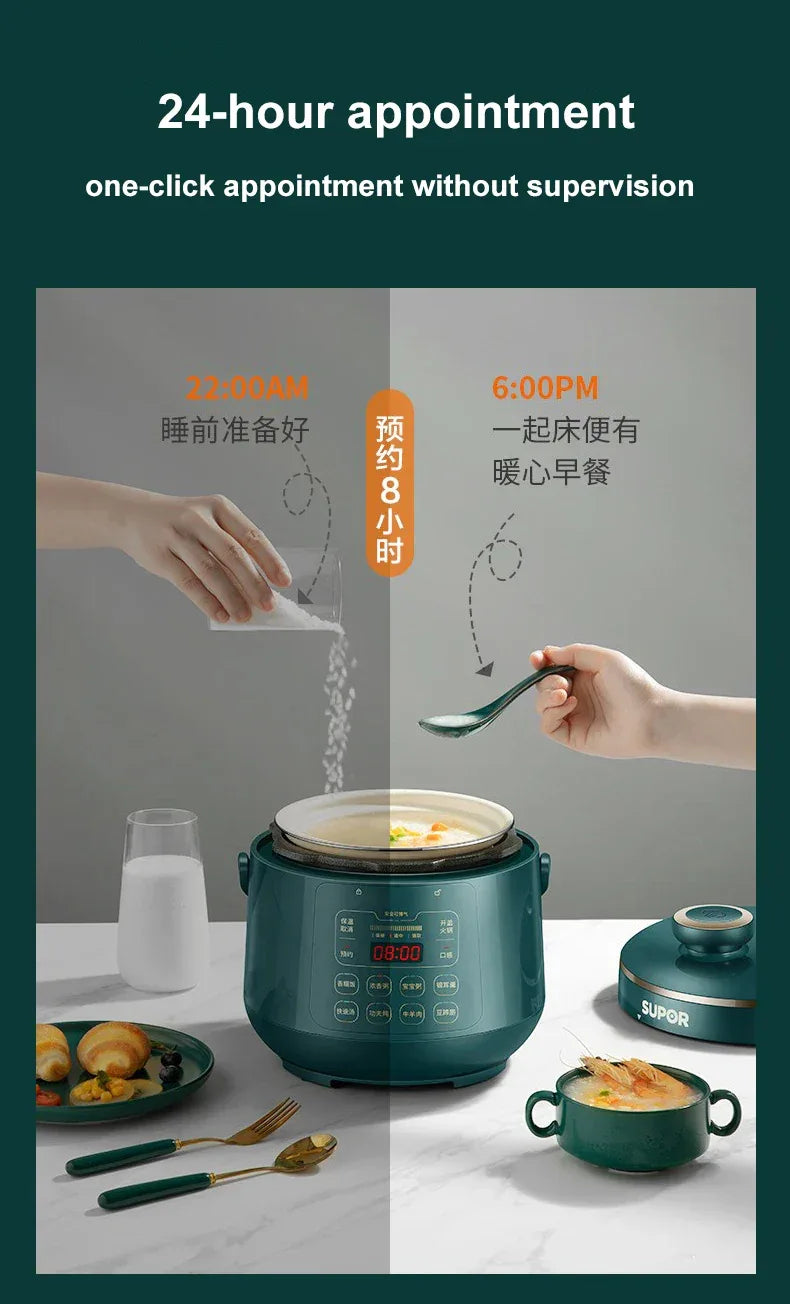SUPOR 2.3L Electric Pressure Cooker Mini Rice Cooker Small Stainless Steel Electric Cooker High Quality Kitchen Appliances