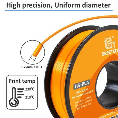 GEEETECH High-Speed PLA Filament 1.75mm 1kg 1 spool,Better Liquidity, Fast Curing, HS-PLA High-Speed 3D Printing Filament