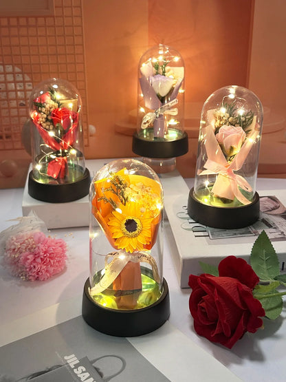 Mother's Day Graduation Season Gift Small Sunflower Plastic Cover to Send Students to Send Teachers to Glow Rose Bouquet Small O