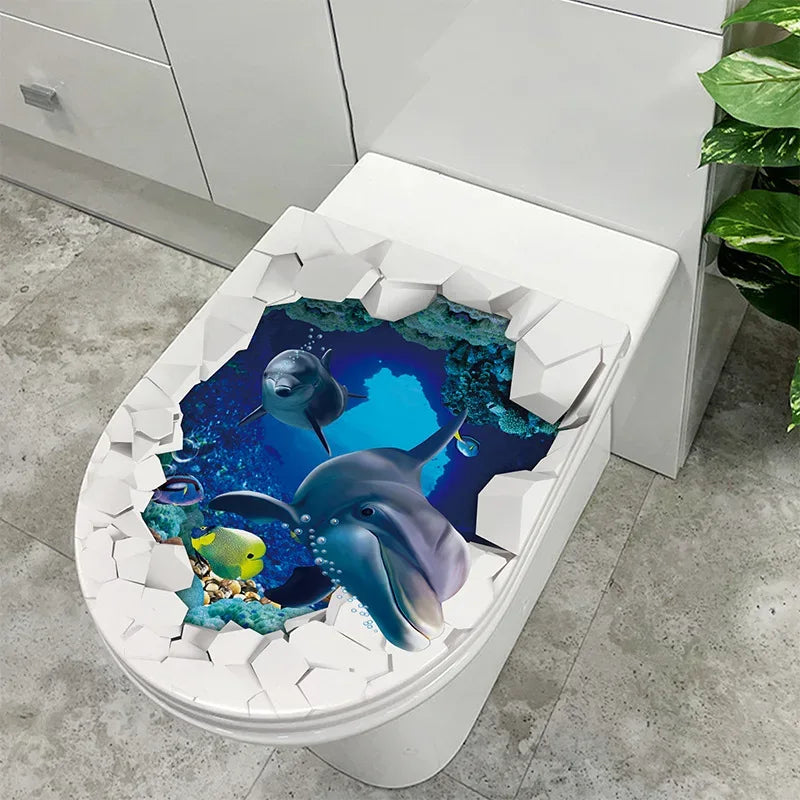 Toilet Sticker Strong Adhesive Toilet Sticker Decorative Sea Fish Toilet Sticker Waterproof Adhesive For Home 2025 Christmas