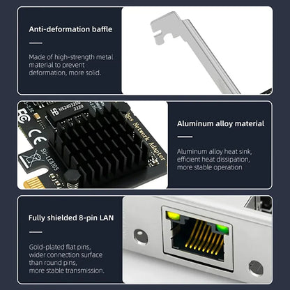 2.5G PICE To RJ45 Network Card RTL8125B chip 2500Mbps RJ45 PCI Express Converter Lan Ethernet Gigabit Adapter For Win7/8/10/11