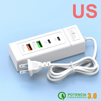 USB C Charger Power Strip Multi Ports Fast Charging EU/US/UK Plug Power Adapter Quick Charge 3.0 PD Type C Wall Charger Socket