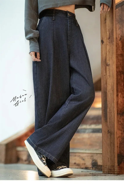 Maden Women's Vintage Denim Jeans Spring and Fall High Waist Loose Straight Pants Female Cotton Baggy Jeans Streetwear Trousers