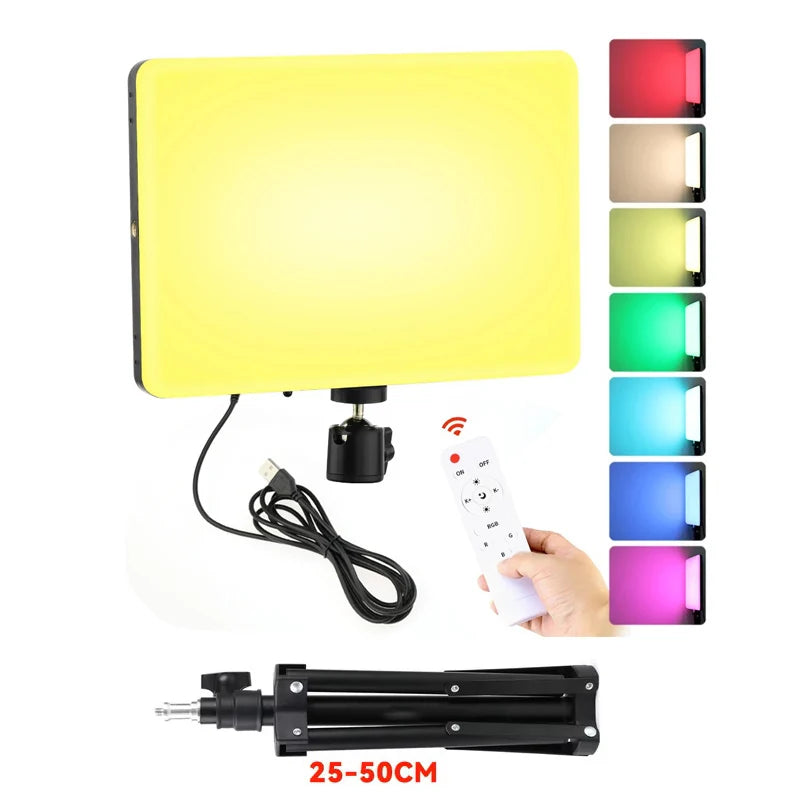 10inch RGB LED Photography Video Light Panel Lighting Photo Studio Lamp Kit Remote Control For Shoot Live Streaming Tripod Stand