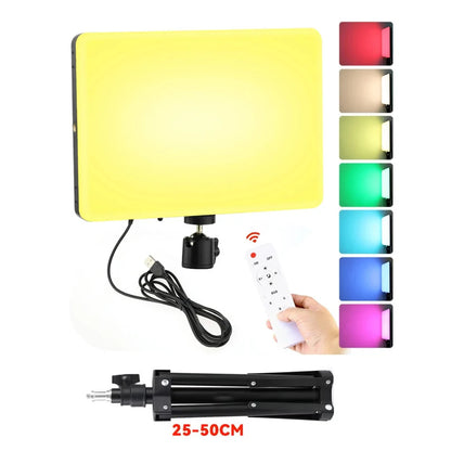 10inch RGB LED Photography Video Light Panel Lighting Photo Studio Lamp Kit Remote Control For Shoot Live Streaming Tripod Stand